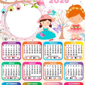 Calendário 2026 Jardim Encantado PNG Arte Digital