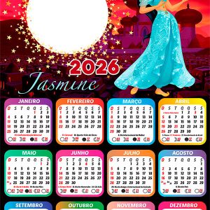 Calendário 2026 Jasmine PNG Arte Digital