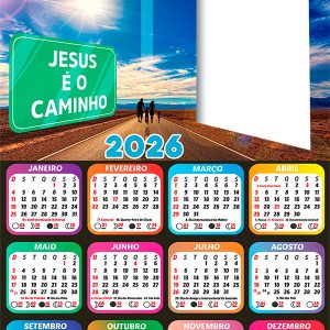 Calendário 2026 Jesus é o Caminho PNG Arte Digital