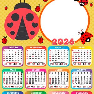 Calendário 2026 Joaninha PNG Arte Digital
