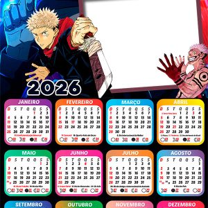 Calendário 2026 Jujutsu Kaisen PNG Arte Digital