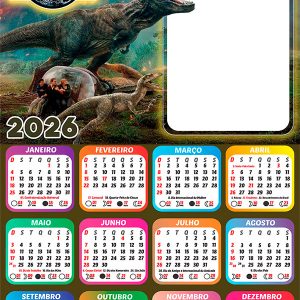 Calendário 2026 Jurassic World PNG Arte Digital