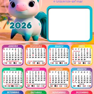 Calendário 2026 Kelp O Unicórnio do Mar PNG Arte Digital