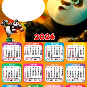 Calendário 2026 Kung Fu Panda PNG Arte Digital
