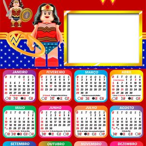 Calendário 2026 LEGO da Mulher Maravilha PNG Arte Digital