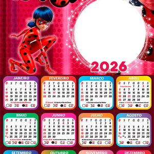 Calendário 2026 LadyBug PNG Arte Digital