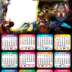 Calendário 2026 League Of Legends PNG Arte Digital