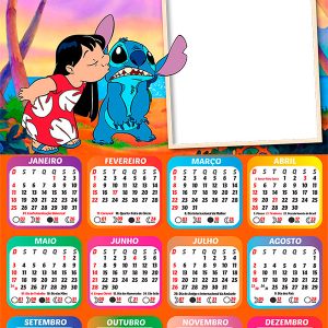 Calendário 2026 Lilo e Stitch PNG Arte Digital