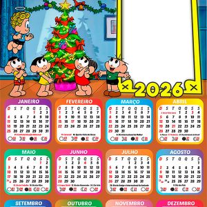 Calendário 2026 Linda Noite de Natal Turma da Mônica Arte Digital