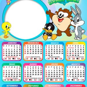 Calendário 2026 Looney Tunes Baby PNG Arte Digital