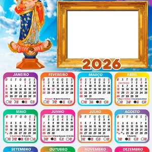 Calendário 2026 Louvar a Nossa Senhora da Abadia Arte Digital