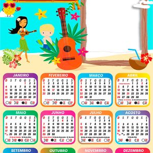 Calendário 2026 Luau PNG Arte Digital