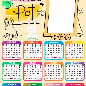 Calendário 2026 Mãe de Pet PNG Arte Digital