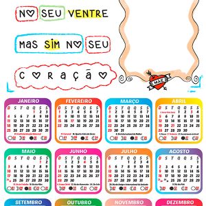 Calendário 2026 Mãe fui gerado no seu Coração PNG Arte Digital