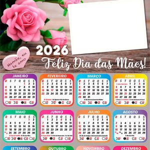 Calendário 2026 Mamãe Eu te Amo PNG Arte Digital