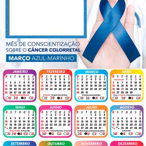 Calendário 2026 Março Azul Marinho PNG Arte Digital