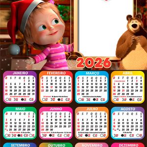 Calendário 2026 Masha e o Urso Um Sonho de Natal Arte Digital