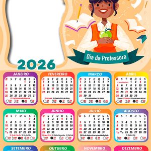 Calendário 2026 Melhor Professora do Mundo PNG Arte Digital