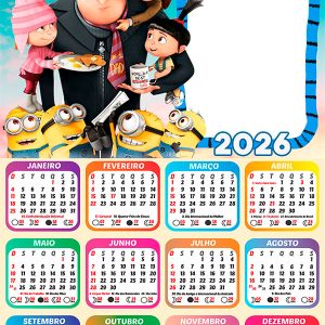 Calendário 2026 Meu Malvado Favorito PNG Arte Digital