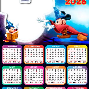 Calendário 2026 Mickey Mágico PNG Arte Digital