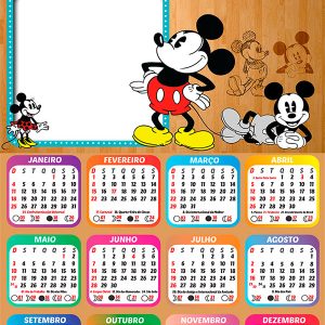 Calendário 2026 Mickey Vintage PNG Arte Digital