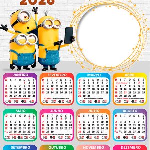 Calendário 2026 Minions PNG Arte Digital
