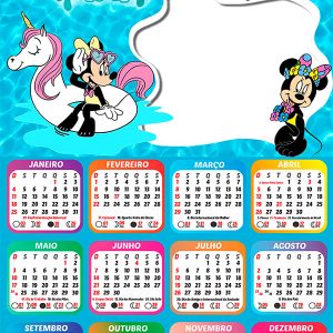 Calendário 2026 Minnie Pool Party PNG Arte Digital