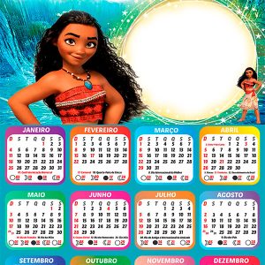 Calendário 2026 Moana PNG Arte Digital