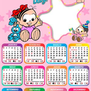 Calendário 2026 Mônica Baby PNG Arte Digital