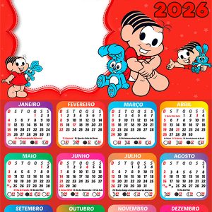Calendário 2026 Mônica PNG Arte Digital