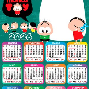 Calendário 2026 Mônica Toy PNG Arte Digital
