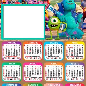 Calendário 2026 Monstros A Universidade PNG Arte Digital