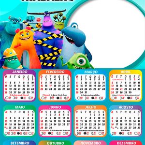 Calendário 2026 Monstros no Trabalho PNG Arte Digital