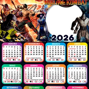 Calendário 2026 Mortal Kombat PNG Arte Digital