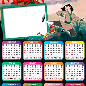 Calendário 2026 Mulan Desenho PNG Arte Digital