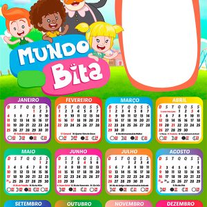Calendário 2026 Mundo Bita e os Animais PNG Arte Digital