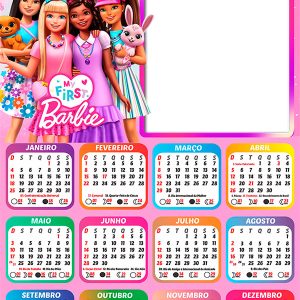 Calendário 2026 My First Barbie PNG Arte Digital