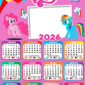 Calendário 2026 My Rainbow Dash PNG Arte Digital