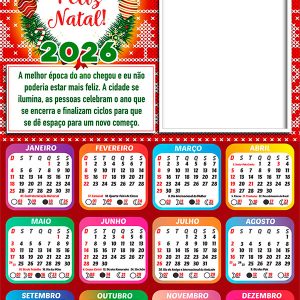 Calendário 2026 Natal Melhor Época do Ano PNG Arte Digital