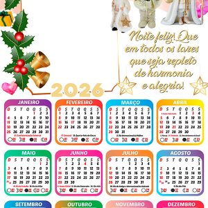 Calendário 2026 Natal Repleto de Harmonia e Alegria Arte Digital