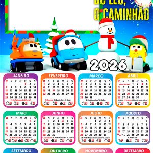 Calendário 2026 Natal do Léo O Caminhão PNG Arte Digital
