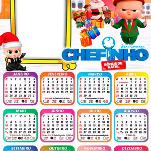 Calendário 2026 Natal do Poderoso Chefinho PNG Arte Digital