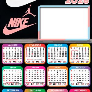 Calendário 2026 Nike para Meninas PNG Arte Digital