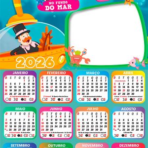 Calendário 2026 No Fundo do Mar Mundo Bita PNG Arte Digital