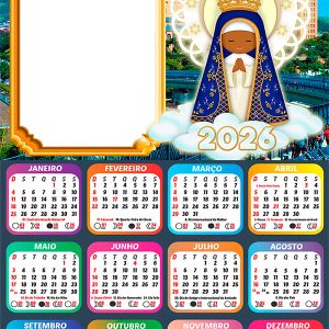 Calendário 2026 Nossa Senhora Aparecida Desenho Arte Digital