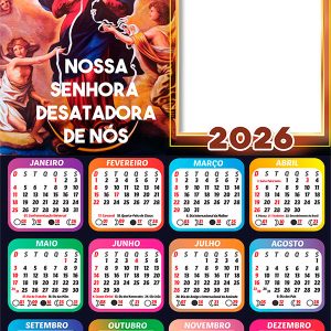 Calendário 2026 Nossa Senhora Desatadora de Nós Arte Digital
