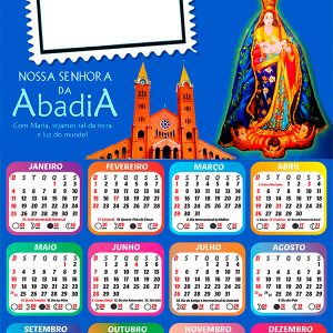 Calendário 2026 Nossa Senhora da Abadia PNG Arte Digital