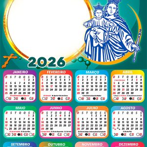 Calendário 2026 Nossa Senhora da Penha PNG Arte Digital