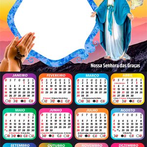 Calendário 2026 Nossa Senhora das Graças PNG Arte Digital