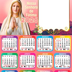 Calendário 2026 Nossa Senhora de Fátima PNG Arte Digital